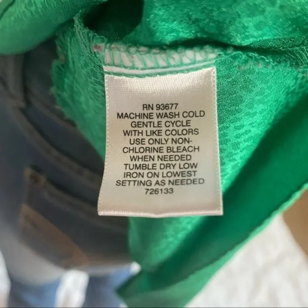 Liz Claiborne Iridescent Emerald Green Ruffled  Blouse Tank Top Size L - Picture 7 of 11